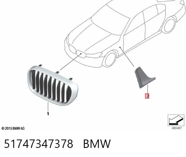 Moldura de guardabarros delantero derecho 51747347378 BMW