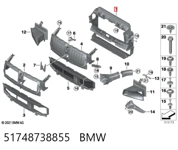 Deflector de aire del radiador 51748738855 BMW