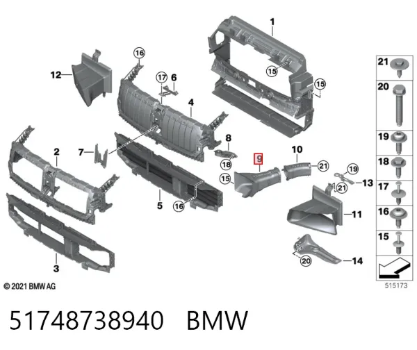 Conducto de aire del disco de freno derecho 51748738940 BMW