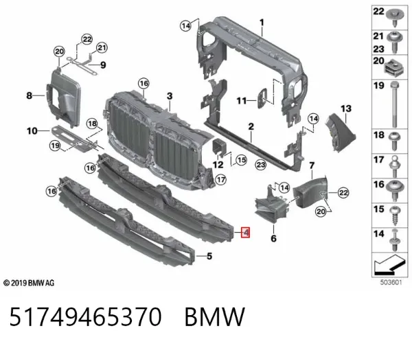 Persiana del radiador 51749465370 BMW