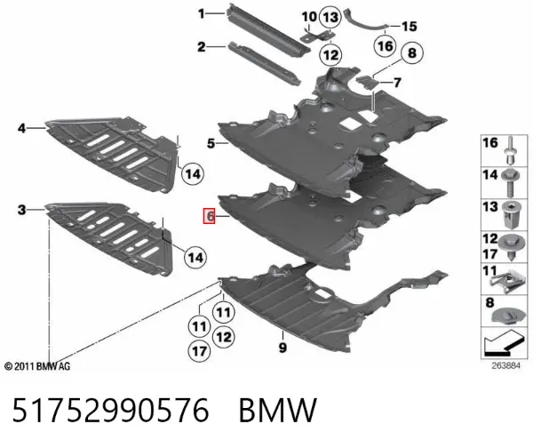 Protección motor / empotramiento 51752990576 BMW