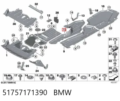 Moldura de cristal trasero BMW 51757171390