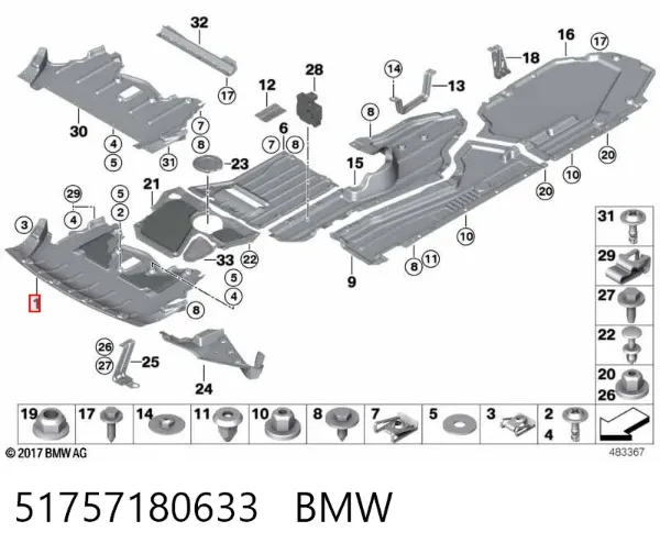 Protección motor / empotramiento 51757180633 BMW
