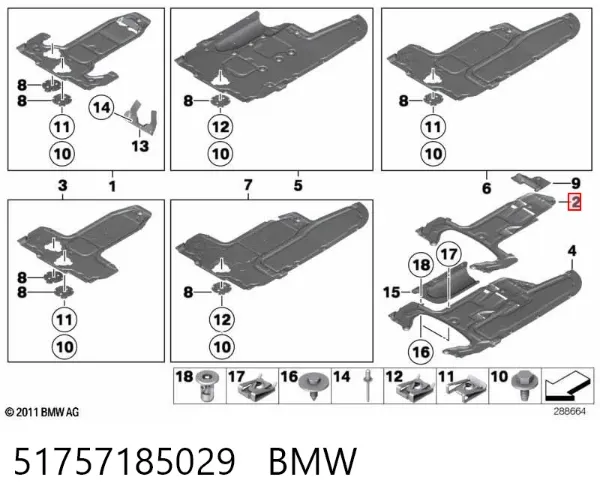 Protección de bajos, parte central 51757185029 BMW