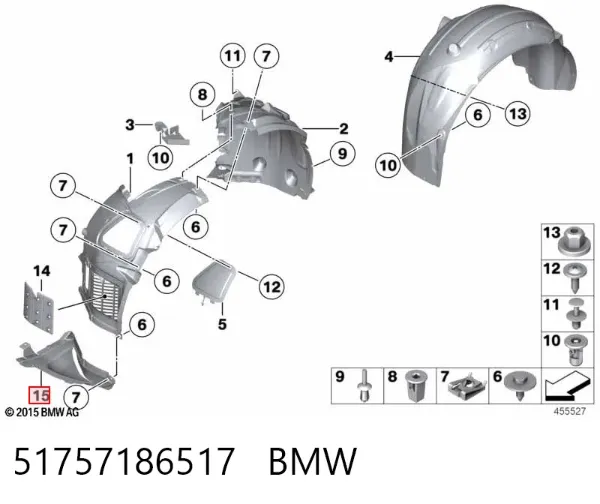 Guardalodos delantero izquierdo 51757186517 BMW