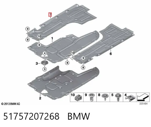 Protección inferior derecha 51757207268 BMW