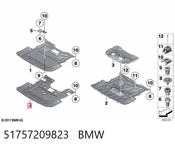 Protección motor / empotramiento 51757209823 BMW