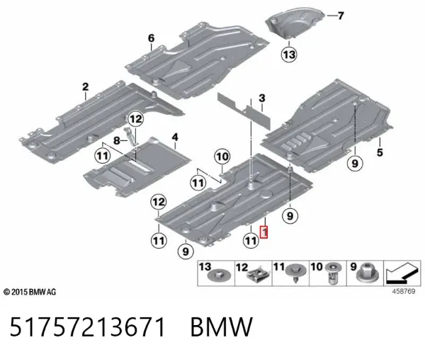 Protector de bajos delantero izquierdo 51757213671 BMW