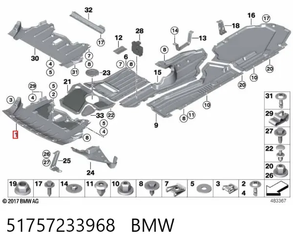 Protección motor / empotramiento 51757233968 BMW