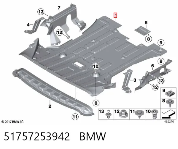 Protección motor / empotramiento 51757253942 BMW