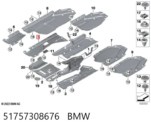 Protección inferior derecha 51757308676 BMW