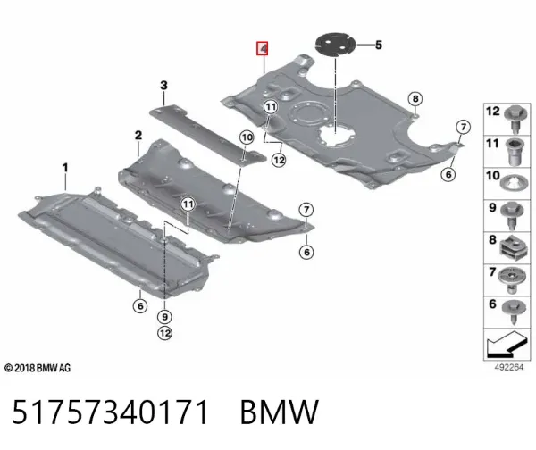 Protección trasera del motor 51757340171 BMW