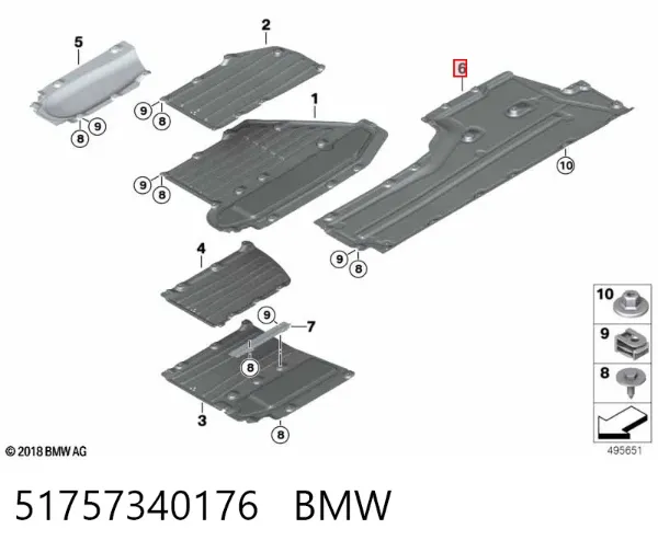 Protección inferior derecha 51757340176 BMW