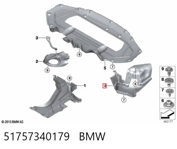 Protección inferior trasera izquierda 51757340179 BMW