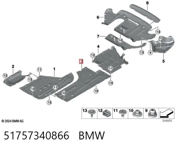 Protección inferior derecha 51757340866 BMW