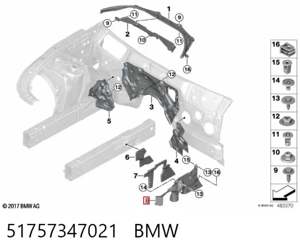 Cubierta protectora de la dirección 51757347021 BMW