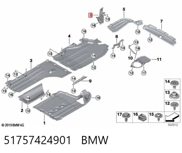 Protección inferior izquierda 51757424901 BMW