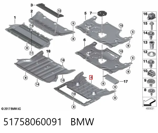 Protección motor / empotramiento 51758060091 BMW