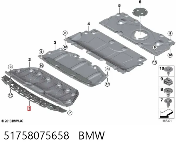Soporte central del parachoques delantero 51758075658 BMW