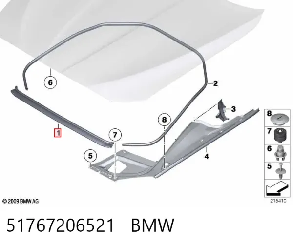Sellador del capó 51767206521 BMW
