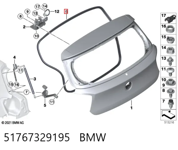 Junta de puerta delantera izquierda 51767329195 BMW