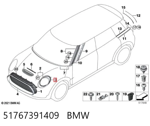 Tapa del faro izquierda 51767391409 BMW