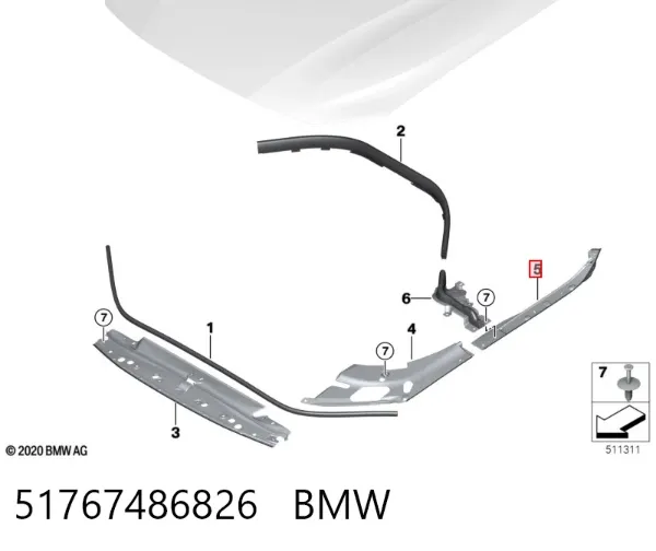 Sellado de guardabarros 51767486826 BMW