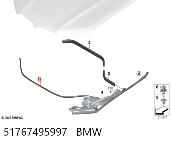 Sellador del capó 51767495997 BMW
