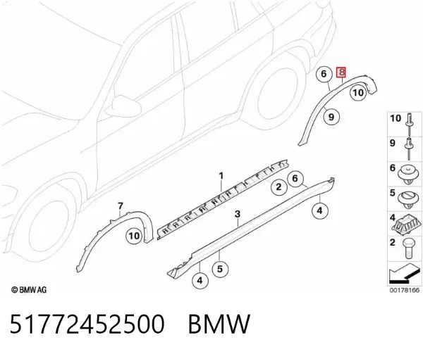 Extensión de la aleta trasera derecha 51772452500 BMW