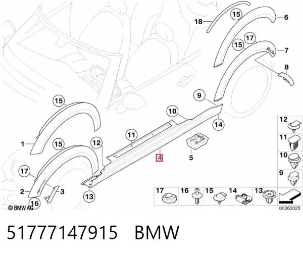 Umbral exterior izquierdo 51777147915 BMW