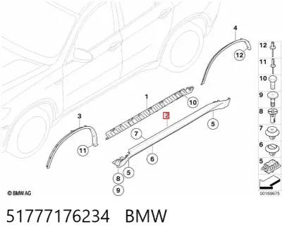 Moldura exterior derecha del umbral BMW 51777176234