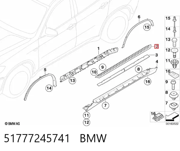 Cubierta de estribo 51777245741 BMW