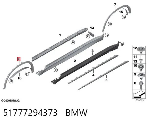 Extensión de aleta delantera izquierda 51777294373 BMW