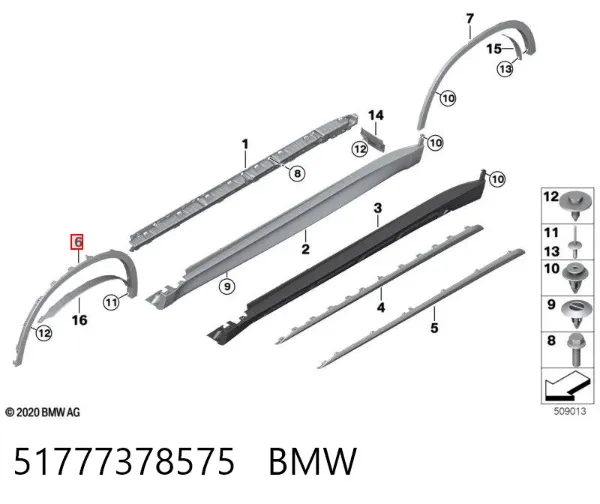 Extensión de aleta delantera izquierda 51777378575 BMW
