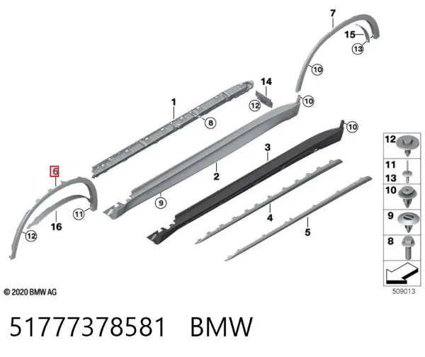 Extensión de aleta delantera izquierda 51777378581 BMW