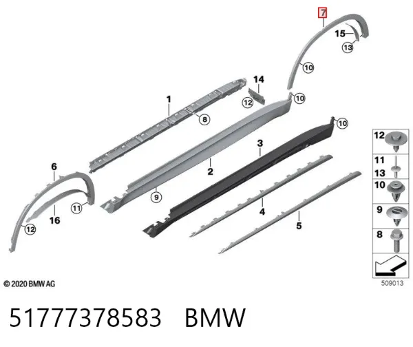 Extensión de la aleta trasera izquierda 51777378583 BMW