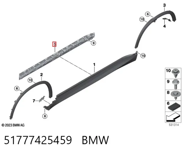 Soporte de umbral 51777425459 BMW