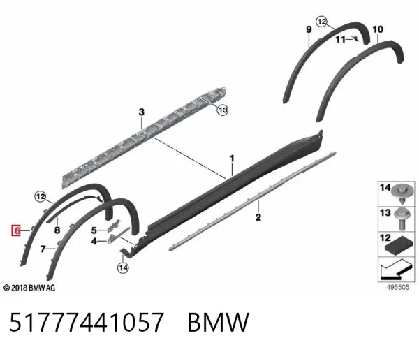 Extensión de aleta delantera izquierda 51777441057 BMW
