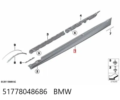 Moldura exterior derecha del umbral BMW 51778048686