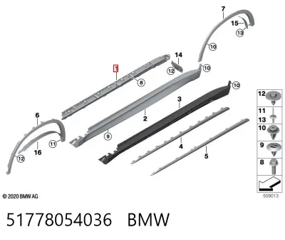 Soporte de umbral BMW 51778054036