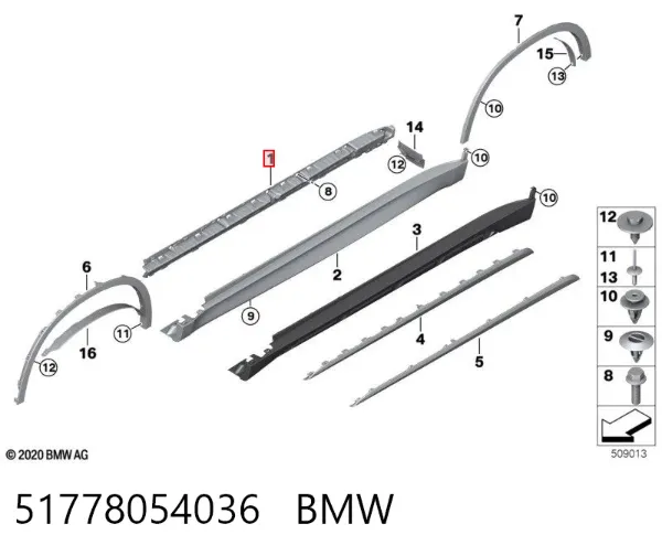 Soporte de umbral 51778054036 BMW