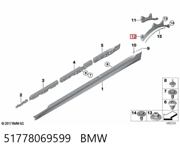 Extensión de la aleta trasera izquierda 51778069599 BMW