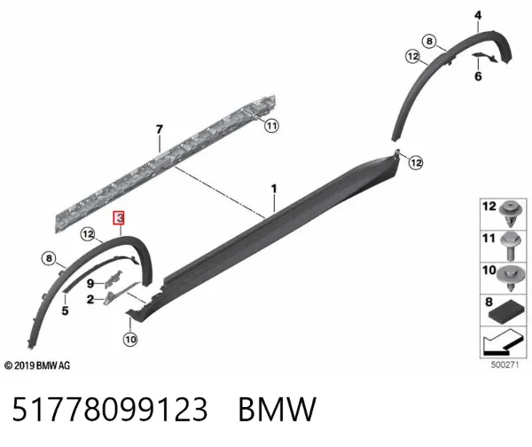 Extensión de aleta delantera izquierda 51778099123 BMW