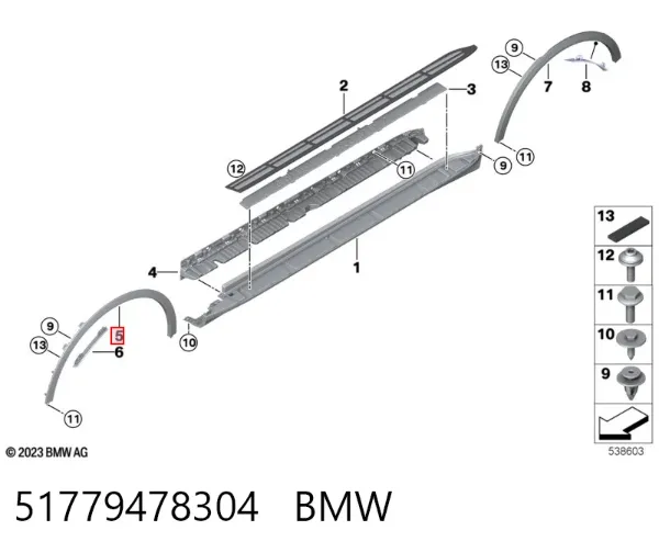 Extensión de la aleta delantera derecha 51779478304 BMW