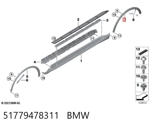 Extensión de la aleta trasera izquierda 51779478311 BMW
