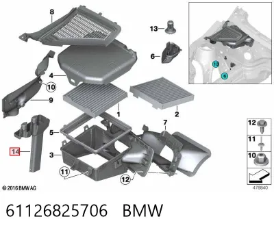 Moldura de cristal trasero BMW 61126825706