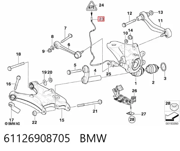 Sensor ABS trasero 61126908705 BMW