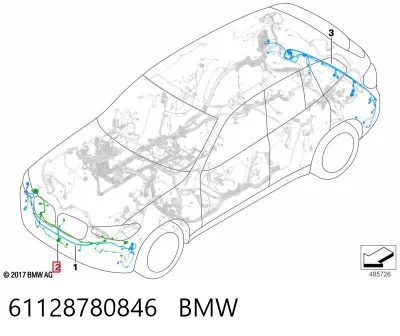 Cable de sensor de aparcamiento del parachoques delantero BMW 61128780846