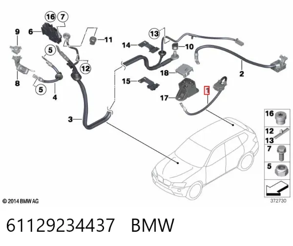 Cable de masa de batería 61129234437 BMW