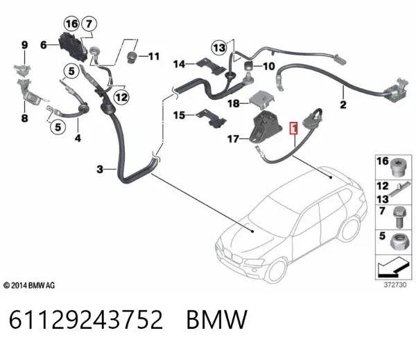 Cable de masa de batería 61129243752 BMW